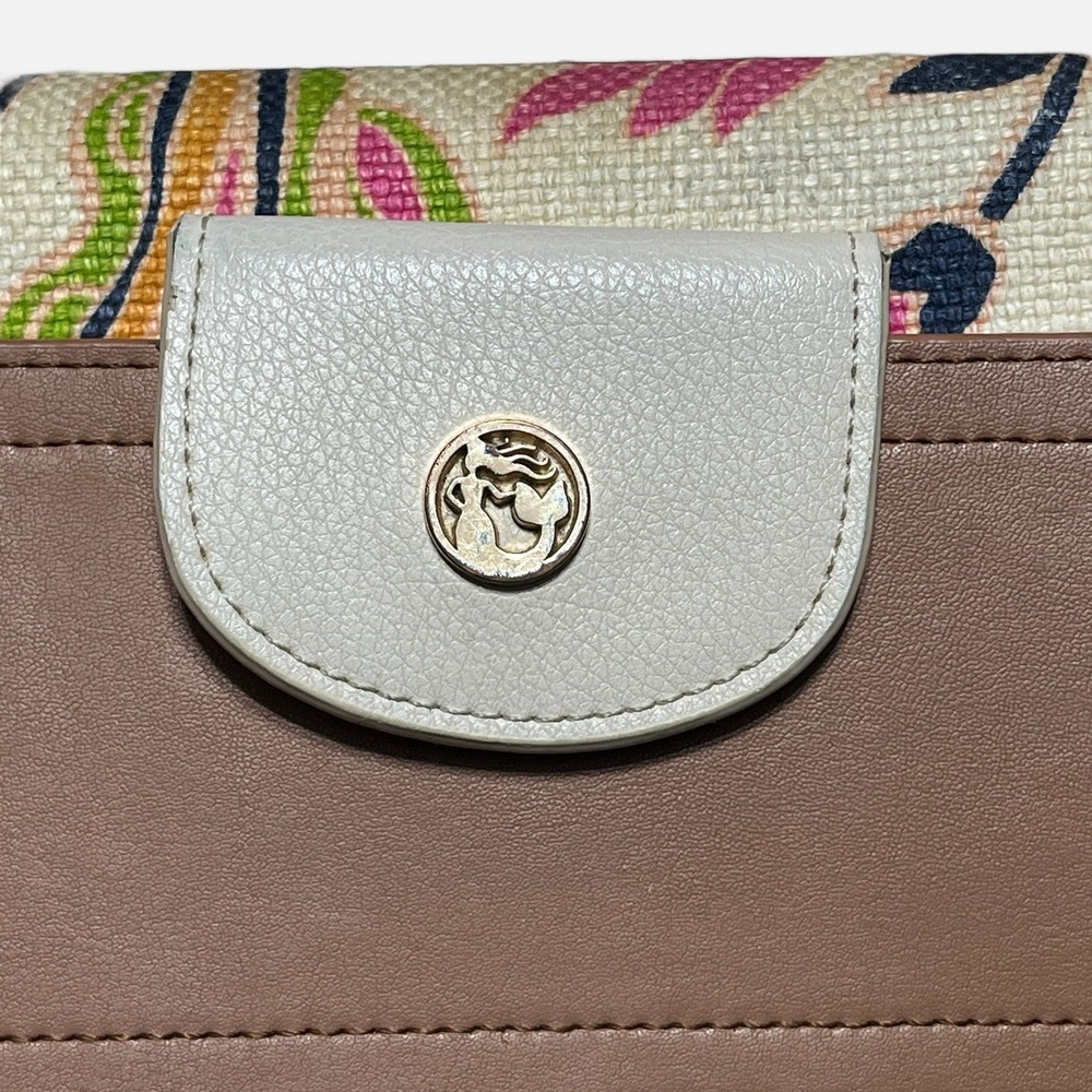 Spartina 449 Wristlet Wallet Brown‎ Leather Colorful Paisley Linen Phone Pocket - Picture 3 of 11